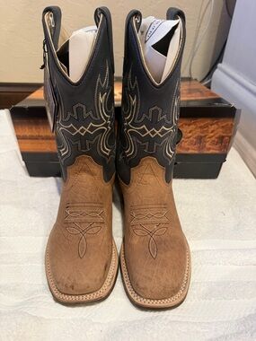 Kid's Old West Natural Cowhide Boot BSC1970 Kids Cowboy Boots Size 13